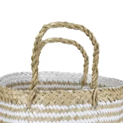 Northlight 17" Beige And White Large Seagrass Belly Basket With Handles -Home Series Shop GUEST 2e0540e2 cca6 41da 9149 c37cda8fcc25