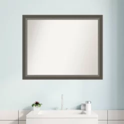 31" X 25" Non-Beveled Domus Wood Bathroom Wall Mirror Dark Silver - Amanti Art -Home Series Shop GUEST 2e125889 3c91 4edb 810e 06536719f906