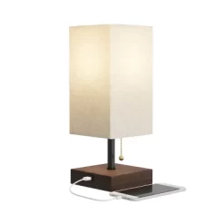 Small Table Lamp Set With Wood Base – Set Of 2 Modern Rectangle Lights With LED Bulb IncludeDecor Living Room, Bedroom, Or Home Office By Lavish Home -Home Series Shop GUEST 2ed7f8d8 49b0 485d 9e48 0f6e0f0c621b