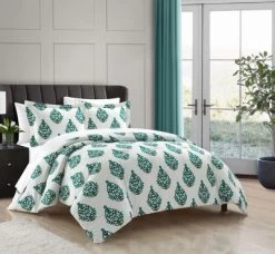 Chic Home Amelia 7 Piece Duvet Cover Set Floral Medallion Print Design Bed In A Bag Bedding With Zipper Closure Green