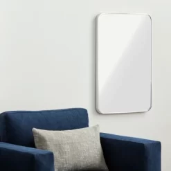 Serio 22" X 30" Brushed Metal Framed Rounded Corner Rectangular Vanity Mount Decorative Bathroom Vanity Mirrors-The Pop Home -Home Series Shop GUEST 32dee565 22cb 47d0 a5f7 0b9226228792