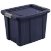 Sterilite Tuff1 18 Gallon Plastic Stackable Basement Garage Attic Storage Organizer Tote Container Bin With Latching Lid, Dark Indigo Blue (6 Pack)