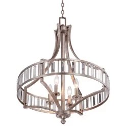 Vienna Full Spectrum Soft Silver Chandelier 24" Wide Crystal Glass 4-Light Fixture For Dining Room House Kitchen Bedroom -Home Series Shop GUEST 33a6de90 f0e1 4bb8 80d4 2c34792f5801