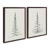 (Set Of 2) 18" X 24" Sylvie Minimalist Evergreen Trees Sketch Framed Canvas Set Brown - Kate & Laurel All Things Decor