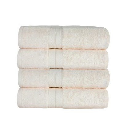 4 Piece Bath Towel Set, Rayon From Bamboo And Cotton, Plush And Thick, Hypoallergenic, Solid Terry Towels With Dobby Border By Blue Nile Mills 6 4 Piece Bath Towel Set, Rayon From Bamboo And Cotton, Plush And Thick, Hypoallergenic, Solid Terry Towels With Dobby Border By Blue Nile Mills - Image 6