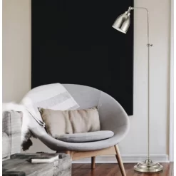 46" X 62" Adjustable Height With Metal Floor Lamp Brushed Steel - Cal Lighting