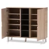 Adelina Mid - Century Modern 2 - Door Wood Shoe Cabinet - Brown - Baxton Studio