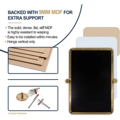 ANDY STAR 20 Inch Tall By 30 Inch Wide Rectangular Tilting Modern Floating Vanity Mirror With Rounded Edges And Adjustable Wall Mounts, Brushed Gold -Home Series Shop GUEST 3870f398 16f4 43a3 8de5 0362dc97466d