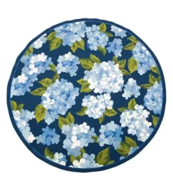 Plow & Hearth - Hydrangeas Indoor / Outdoor Accent Rug, 7'8" Round