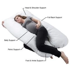 Hastings Home U-Shaped Full-Body Support Pregnancy Pillow With Zippered Cover - White, 60" X 38" -Home Series Shop GUEST 3ee67d06 bb35 43f9 8774 c65420a2b5c6