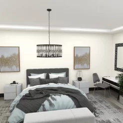 Metal Crystal Embellishments 6 Light Chandelier With Link Style Chain Black - Olivia & May -Home Series Shop GUEST 3f111bb2 37c2 49bc 8daf 60012836132b