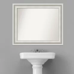34" X 28" Non-Beveled Parlor White Bathroom Wall Mirror - Amanti Art -Home Series Shop GUEST 3f3dbb1b 7ded 479f bdf7 f11fc8698980
