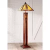 Robert Louis Tiffany Mission Floor Lamp With Nightlight 62.5" Tall Walnut Wood Column Stained Glass Shade For Living Room Reading Bedroom