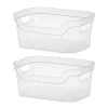 Sterilite 9.5 X 6.5 X 4 Inch Small Open Scoop Front Clear Storage Bin With Comfortable Carry Through Handles For Household Organization