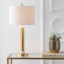 Metal/Marble Gregory Table Lamp (Includes LED Light Bulb) Gold - JONATHAN Y