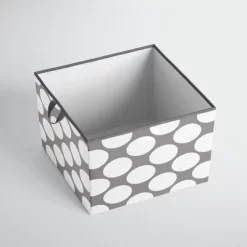 Bacati - Dots/Pin Stripes Gray/Yellow Storage Box Large