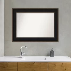 44" X 32" Non-Beveled Mezzanine Wood Bathroom Wall Mirror Espresso Brown - Amanti Art -Home Series Shop GUEST 43e40464 64f0 4bc2 97a4 fc33f0046d3b