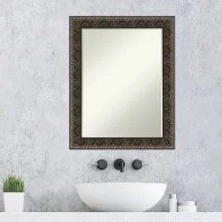 Amanti Art Intaglio Embossed Black Petite Bevel Wood Bathroom Wall Mirror 28.5 X 22.5 In. -Home Series Shop GUEST 442bdc89 1ddd 48f9 ad3b d23c4a851d6f
