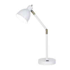 23" Mid-Century Adjustable Metal Desk Lamp With Power Outlet White - Cresswell Lighting -Home Series Shop GUEST 4a0db324 7678 4be4 8e8d 1bde9bad4486