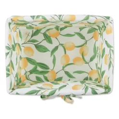 Design Imports Set Of 3 S Antique White Chicken Wire Lemon Print Liner Baskets