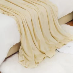 PiccoCasa Flannel Fleece Luxury Sofa With Ruffle Trim Lightweight Plush Microfiber Solid Blanket -Home Series Shop GUEST 4d4ddb26 aedc 42e4 9583 1fa29a50eeea