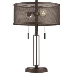 Franklin Iron Works Dayn Industrial Accent Table Lamps Set Of 2 23" High Bronze Metal LED Mesh Shade For Bedroom Living Room Bedside Nightstand Office -Home Series Shop GUEST 4d5d066b c66e 4c43 911d 278ca7926ff1