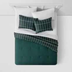 Grid Print Microfiber Reversible Comforter & Sheet Set Dark Green - Room Essentials™ -Home Series Shop GUEST 4daf5f1a f5e2 4ffd 9c0a 0163fb5f2872