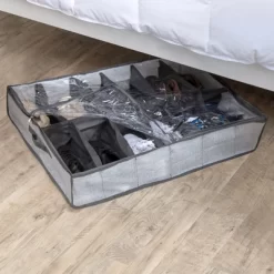 Home Basics Herringbone 12 Pair Non-woven Under The Bed Organizer, Grey