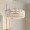 Stiffel Soft Gold Drum Pendant Chandelier 20 1/4" Wide Modern Clear Crystal 5-Light Fixture For Dining Room House Foyer Entryway
