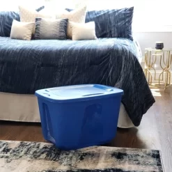 Homz 18 Gallon Medium Standard Stackable Plastic Storage Container Bin With Secure Snap Lid For Home Organization, Blue, 4 Pack -Home Series Shop GUEST 4e7928ec 434e 4caf ac66 496e39d867d2