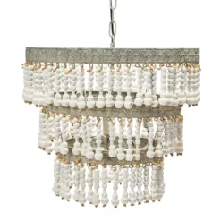 3-Tier Round Metal Chandelier With 3 Lights And Hanging Wood Beads Cream - Storied Home -Home Series Shop GUEST 5054d57d 1f1d 4e8b 8138 3d4a7a0c8281