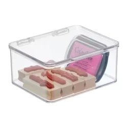 MDesign Plastic Craft Room Storage Organizer Box With Hinged Lid, 8 Pack, Clear -Home Series Shop GUEST 51f4a30f 1593 4bc8 9d03 c7fddeaf2553