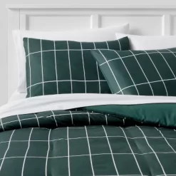 Grid Print Microfiber Reversible Comforter & Sheet Set Dark Green - Room Essentials™ -Home Series Shop GUEST 52658d90 442c 4f77 95f8 b9cc7e5b7e67
