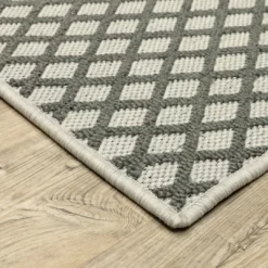 Trinity Casual Diamond Lattice Patio Area Rug Beige/Gray - Captiv8e Designs