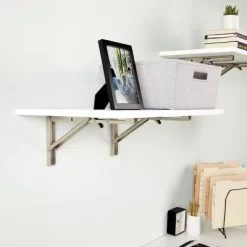 Built Industrial 2 Pack Folding L Wall Shelf Bracket, 10 Inch Collapsible Hardware With Locking Hinge For Garage Shelves, Holds 120lbs -Home Series Shop GUEST 555ad0b8 e83d 42c4 af02 5dfe3c43b4ec