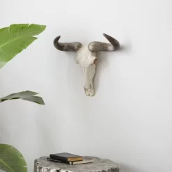 Polystone Cow Skull Wall Decor White - Olivia & May