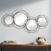 Newhill Designs Round Vanity Decorative Wall Mirror Modern Gray Pewter Metal Frame 40 1/4" Wide For Bathroom Bedroom Living Room