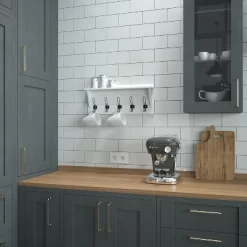 Flash Furniture Daly Wall Mounted 24 Inch Solid Pine Wood Storage Rack With Upper Shelf And 5 Hooks For Entryway, Kitchen, Bathroom, Solid White -Home Series Shop GUEST 55d6b3b4 28a2 444a b0a7 371edfe1945c