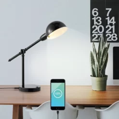 20.25" Curtis Vintage Industrial Iron Adjustable Dome Shade Task Lamp With USB Charging Port (Includes LED Light Bulb) - JONATHAN Y -Home Series Shop GUEST 56006c0e 9012 4c38 bdc6 7ec02e417cf6