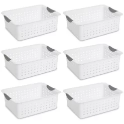 Sterilite Ultra Ventilated Open Top Plastic Storage Organizer Basket With Gray Contoured Carrying Handles -Home Series Shop GUEST 572db26e 526a 40d7 ad67 8fbcf035d85d