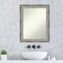 23" X 29" Non-Beveled Waveline Silver Narrow Bathroom Wall Mirror - Amanti Art -Home Series Shop GUEST 5757bba8 b808 431f bbc0 41e6e03cab2d