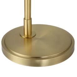 Possini Euro Design Modern Arc Floor Lamp Standing 62 1/2" Tall Warm Gold Offset Arm White Linen Drum Shade For Living Room Reading Family Bedroom -Home Series Shop GUEST 5a927ca2 2552 4b3b 8acc 2dcb5a88678b