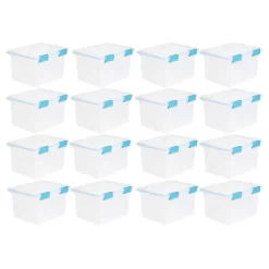 Sterilite 32 Quart Stackable Clear Plastic Storage Tote Container With Blue Gasket Latching Lid For Home And Office Organization, Clear -Home Series Shop GUEST 5af01a01 4fb5 41c8 8a71 eca3510aab53