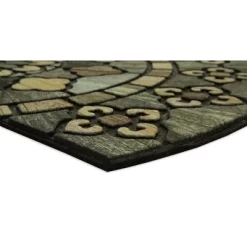 1'9"X2'9" Floral Half-circle Doormat Black - Mohawk