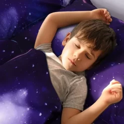 PiccoCasa Polyester Galaxy Sky Cosmos Night Pattern 3D Printed Duvet Cover Set With 2 Pillowcases 4 Pcs Queen Dark Purple -Home Series Shop GUEST 5c84da09 dfdd 4a44 a3c8 fd4173894224