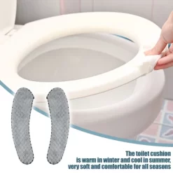 Unique Bargains 2 Pair Toilet Seat Cover Pad Bathroom Warm Toilet Seat Cushion Washable Reusable