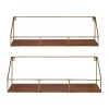 2pc Westland Wood And Metal Floating Wall Shelves Walnut Brown - Kate & Laurel All Things Decor