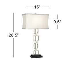 360 Lighting Evan Modern Table Lamps 28 1/2" Tall Set Of 2 Brushed Nickel With USB Charging Port White Rectangular Shade For Bedroom Living Room House -Home Series Shop GUEST 60f93891 392d 4390 b0fe ba6ca2ca90f1