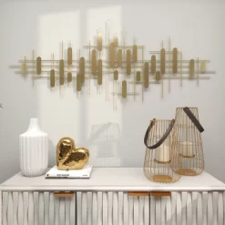 Metal Geometric Narrow Stripes Wall Decor Gold - CosmoLiving By Cosmopolitan -Home Series Shop GUEST 61488f7f 7eec 4134 8882 950640fe86ae