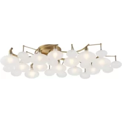 Possini Euro Design Lilypad Modern Ceiling Light Semi Flush Mount Fixture 30 1/4" Wide Warm Brass 12-Light Frosted Glass Shade For Bedroom Living Room -Home Series Shop GUEST 6290ad1c 7303 4beb b78c 9260da63b240